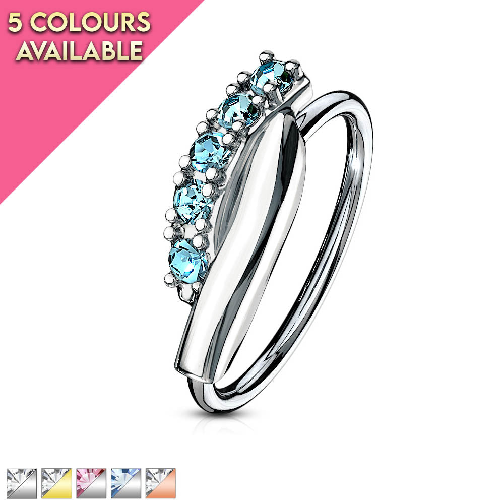 20 Gauge Twisted Crystal Hoop Ring for Nose & Ear