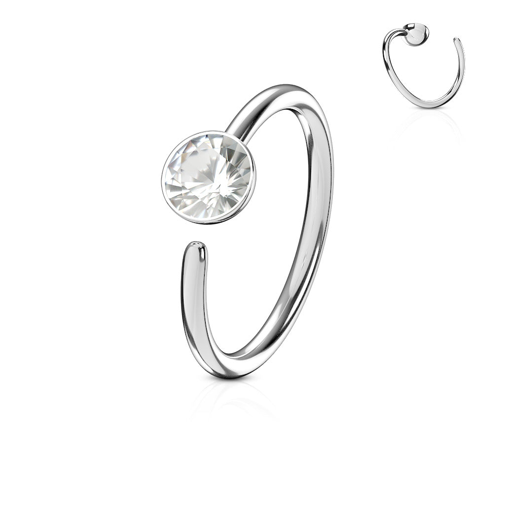 Cherry Diva Bendable Hoop Ring Clear 20 Gauge Hypoallergenic Crystal Bendable Hoop