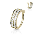 Cherry Diva Bendable Hoop Ring GOLD - 8MM 16 Gauge Double Crystal Row Hoop Ring For Nose & Ear