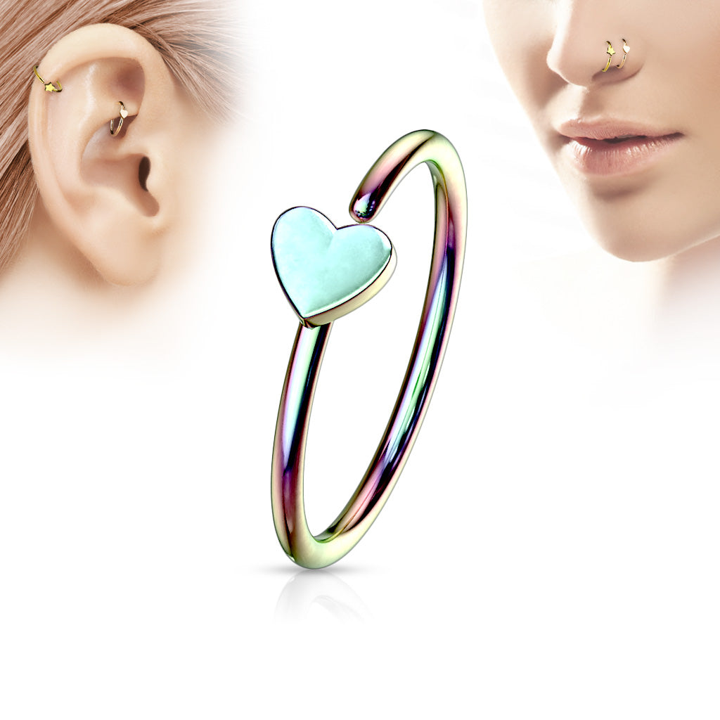 20 Gauge Dainty Heart Bendable Hoop Ring for Nose & Ear