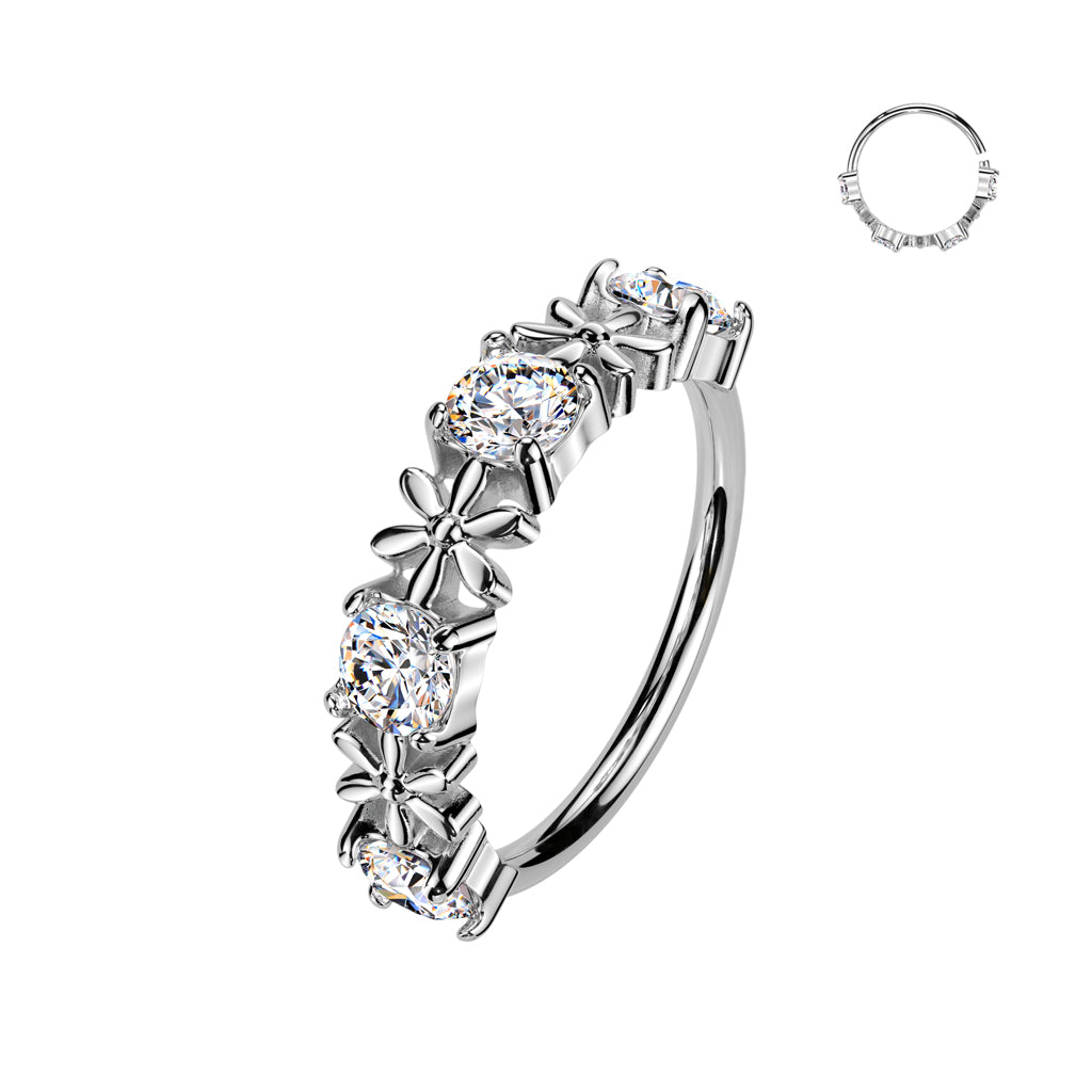 Cherry Diva Bendable Hoop Ring Silver 20 Gauge Crystal Daisy Hoop For Nose & Ear