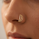 Cherry Diva Bendable Hoop Ring Triple Crystal Lined Brass Hoop Ring For Nose & Ear