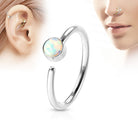 Cherry Diva Bendable Hoop Ring White 20 Gauge Hypoallergenic Opal Hoop for Nose & Ear