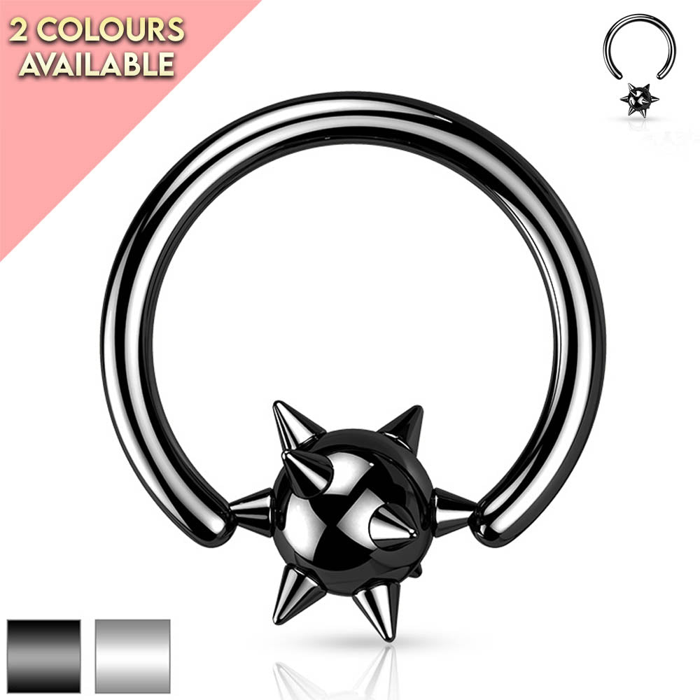 Cherry Diva Captive Ring 14 Gauge Spike Removable Ball Closure Ring