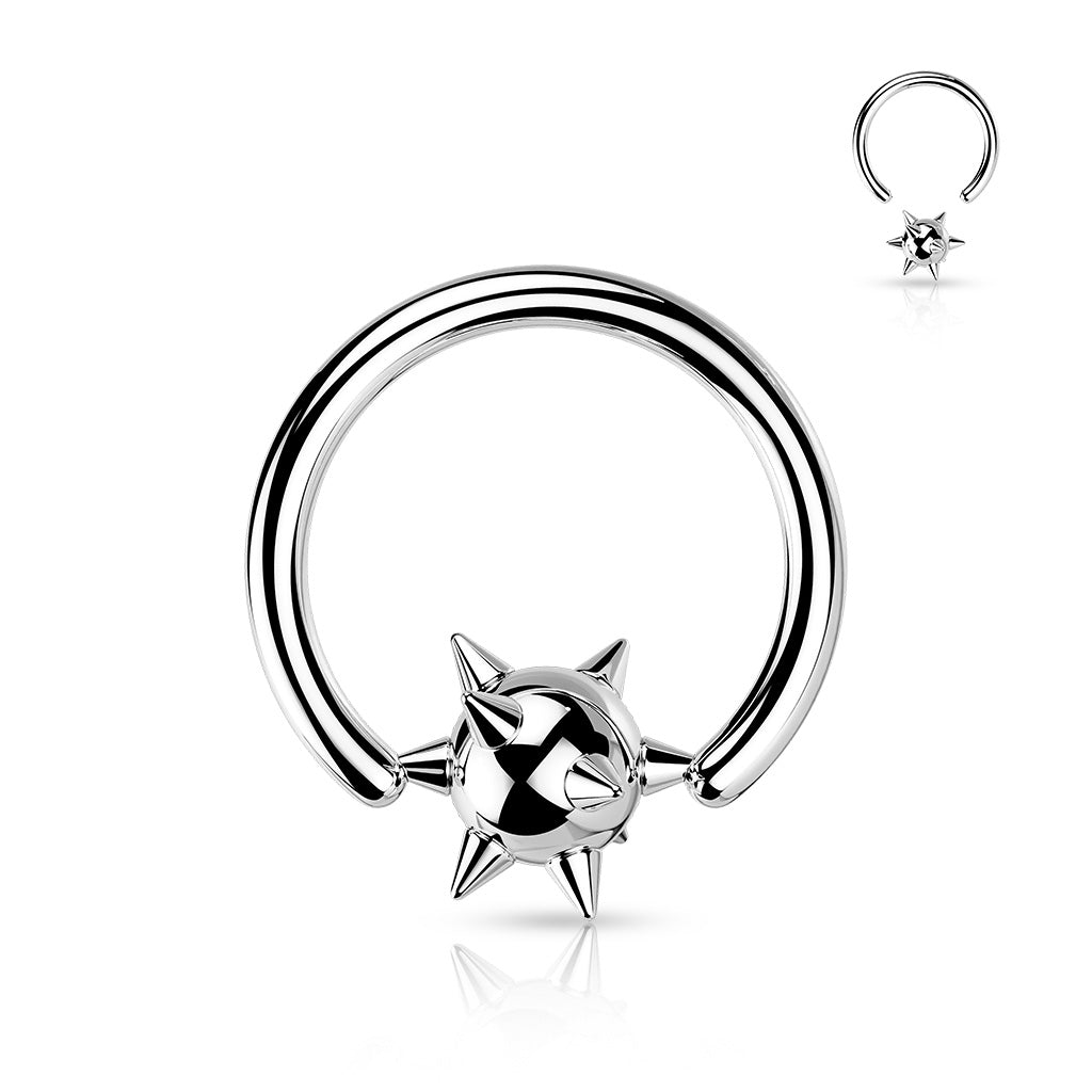 Cherry Diva Captive Ring Silver 14 Gauge Spike Removable Ball Closure Ring