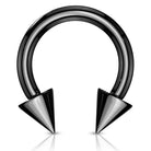 Cherry Diva Circular Barbell 14 Gauge Titanium Ion Plated Spike Horseshoe Barbell