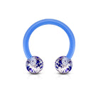 Cherry Diva Circular Barbell Blue 16 Gauge Acrylic Glitterball Circular Horseshoe Barbell