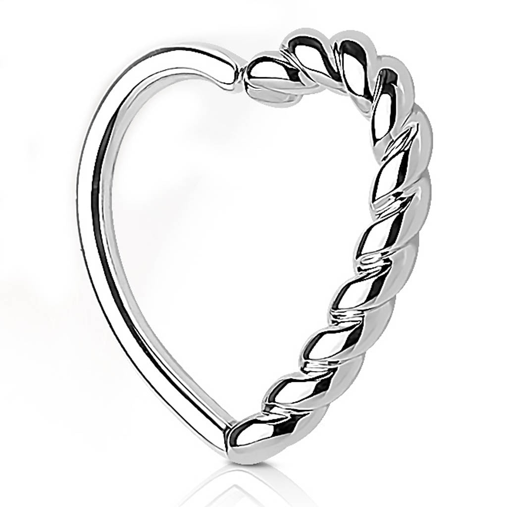 Cherry Diva Daith Hoop 16 Gauge Braided Heart Daith Hoop