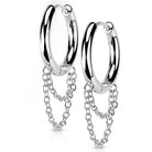 Cherry Diva Earrings 18 Gauge Hypoallergenic Hinged Hoop Earrings With Dangling Chain