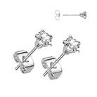 Cherry Diva Earrings 20 Gauge Crystal Star Stainless Steel Stud Earrings - Silver