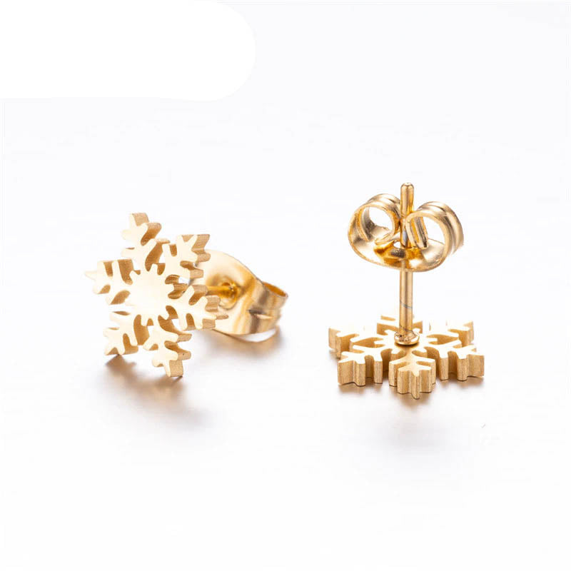 20 Gauge Golden Snowflake Stud Earrings
