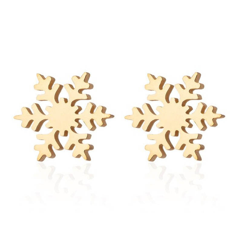 20 Gauge Golden Snowflake Stud Earrings