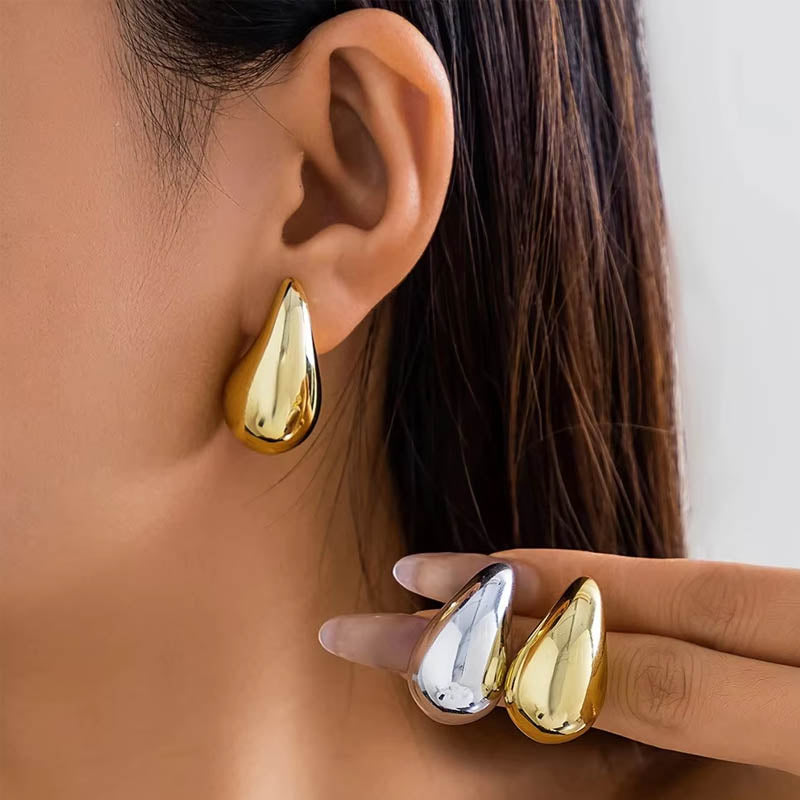Cherry Diva Earrings 20 Gauge Golden Teardrop Studs Earrings