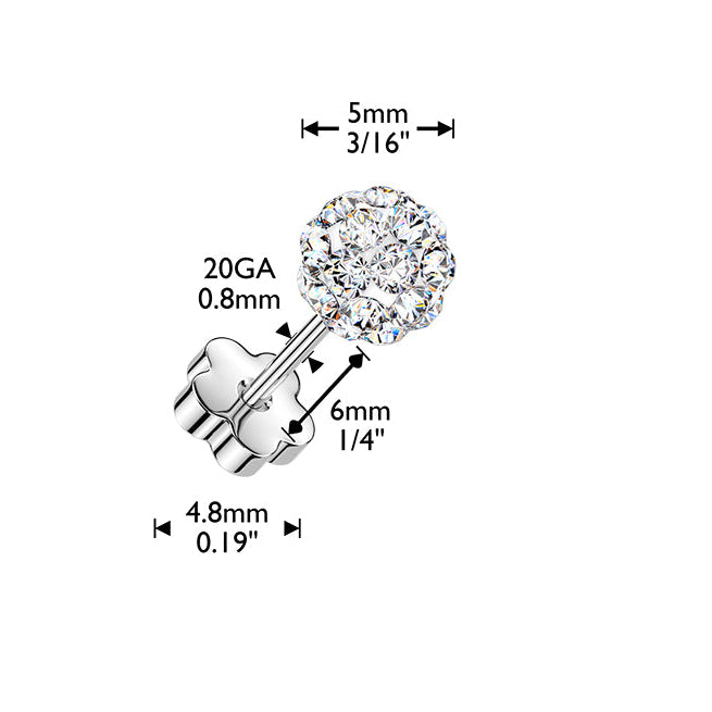 Cherry Diva Earrings 20 Gauge Hypoallergenic Crystal Ball Stud Earrings