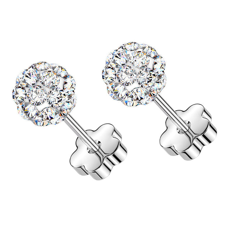 Cherry Diva Earrings 20 Gauge Hypoallergenic Crystal Ball Stud Earrings