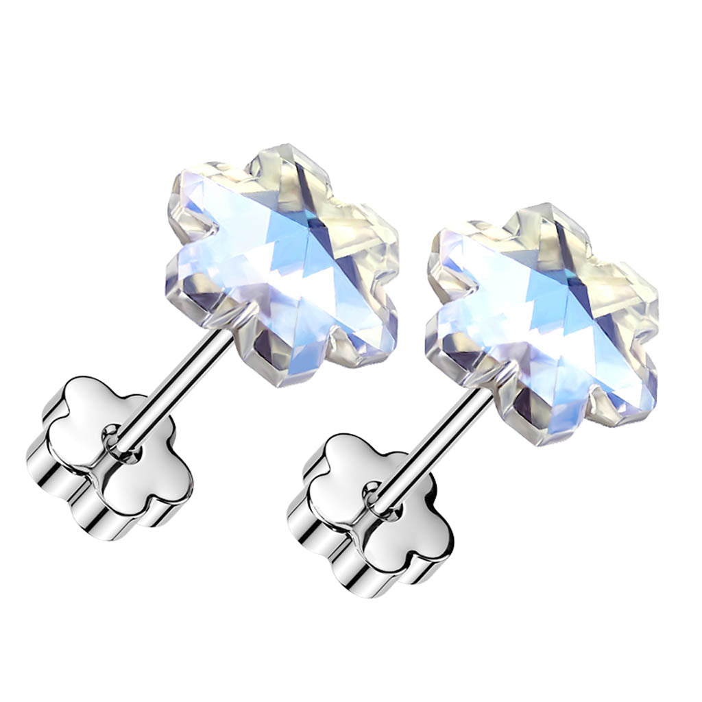 Cherry Diva Earrings 20 Gauge Hypoallergenic Crystal Flower Stud Earrings