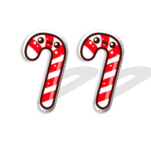 20 Gauge Hypoallergenic Epoxy Candy Cane Stud Earrings Cherry Diva