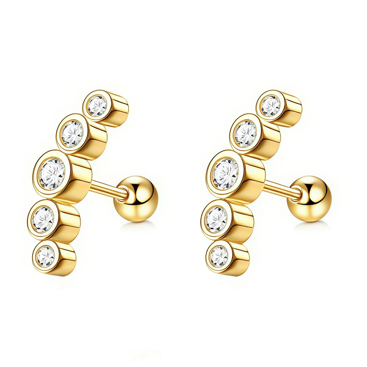Cherry Diva Earrings 20 Gauge Hypoallergenic Golden Crystal Curve Earrings