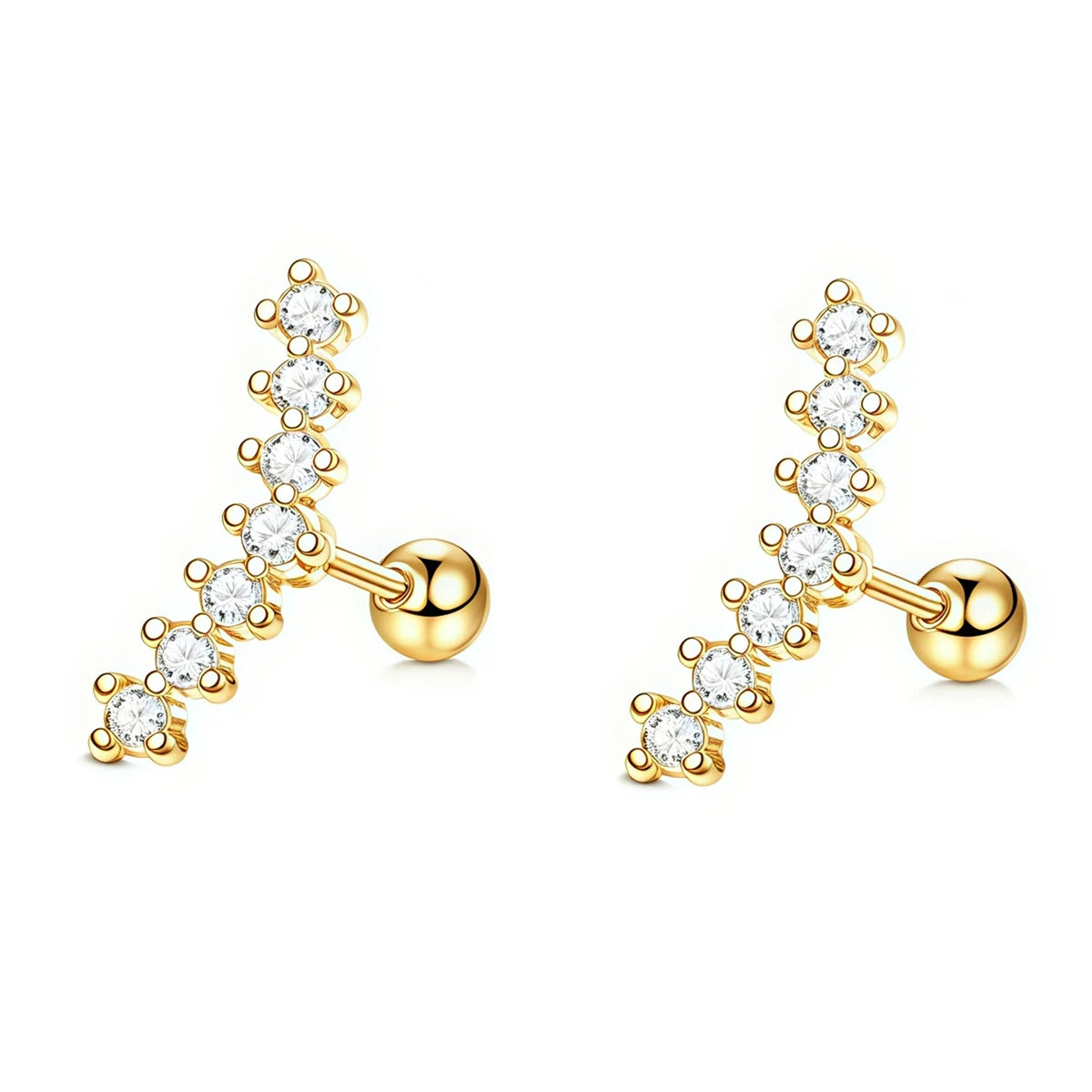 Cherry Diva Earrings 20 Gauge Hypoallergenic Golden Crystal Row Earrings
