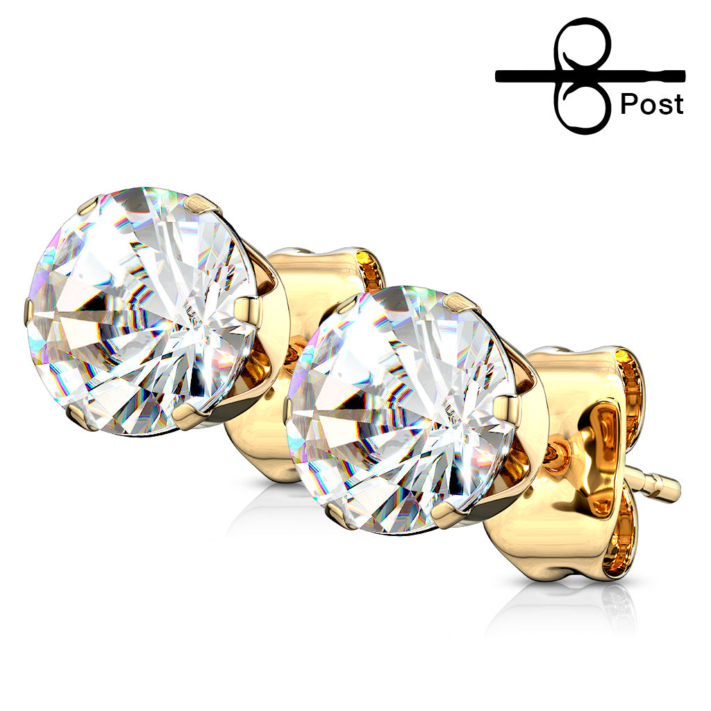 Cherry Diva Earrings 20 Gauge Hypoallergenic Golden Crystal Stud Earrings