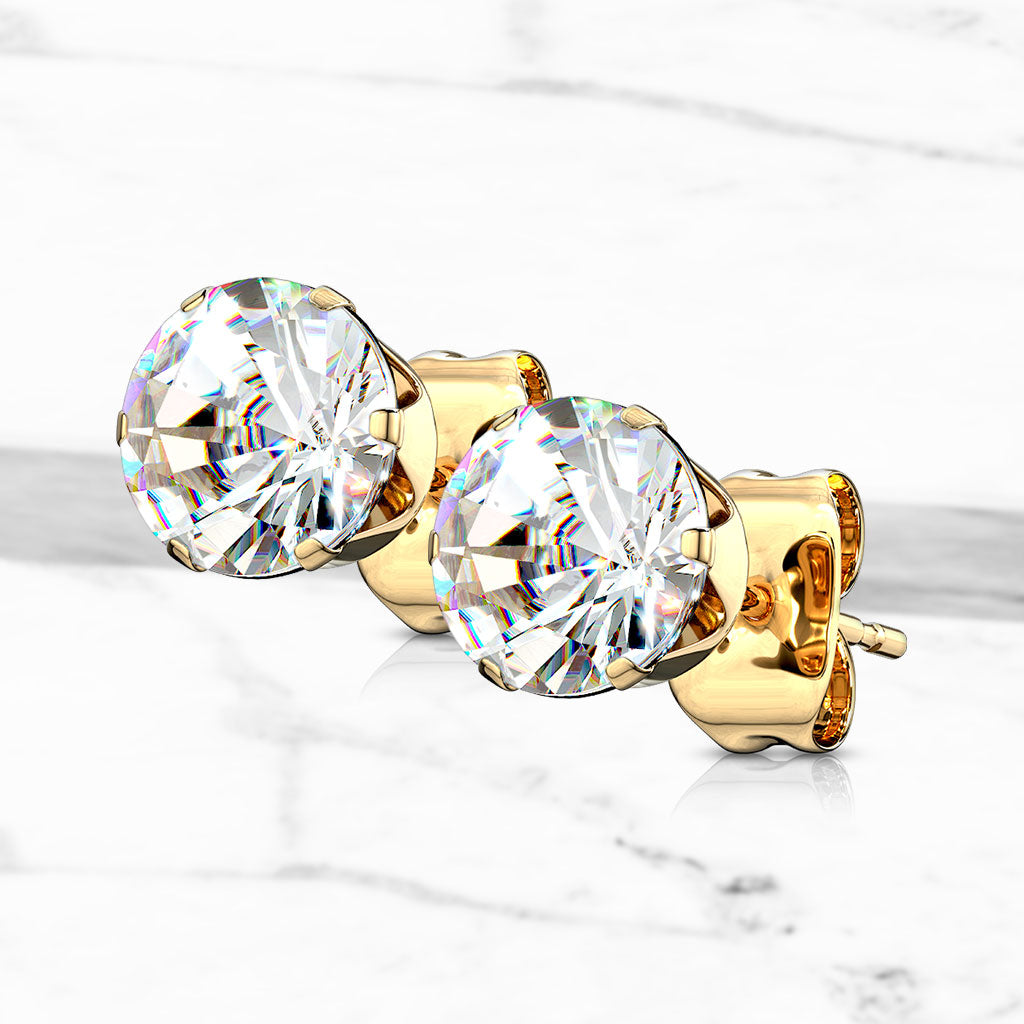 Cherry Diva Earrings 20 Gauge Hypoallergenic Golden Crystal Stud Earrings