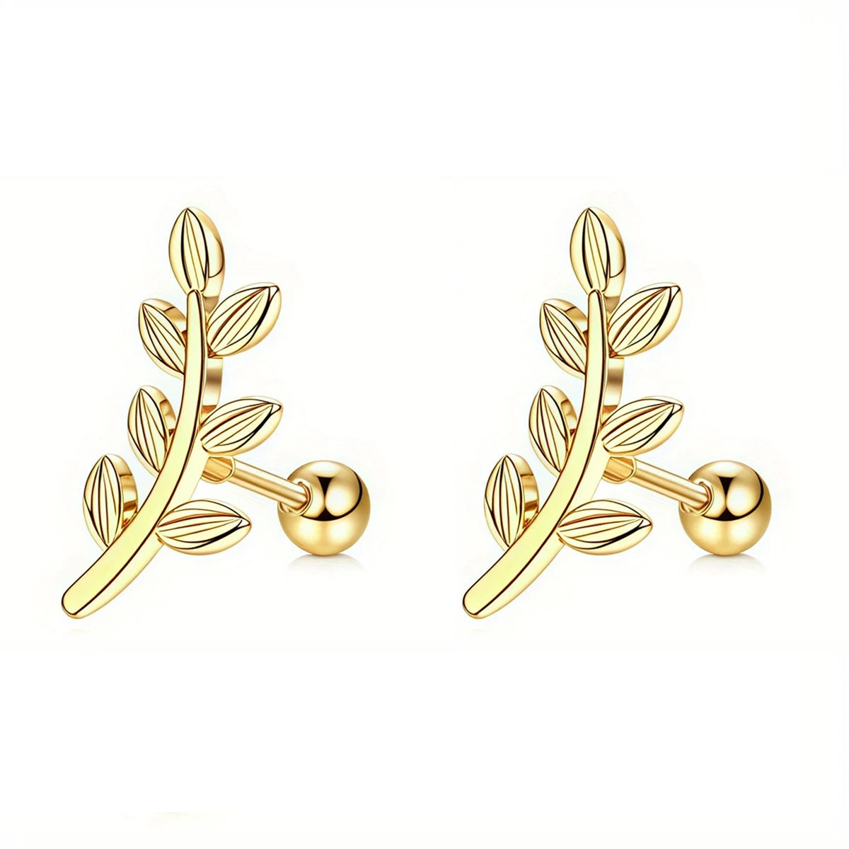 Cherry Diva Earrings 20 Gauge Hypoallergenic Golden Leaf Earrings