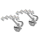 Cherry Diva Earrings 20 Gauge Hypoallergenic Stainless Steel Crystal Row Stud Earrings