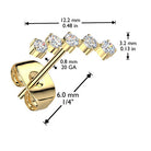 Cherry Diva Earrings 20 Gauge Hypoallergenic Stainless Steel Crystal Row Stud Earrings