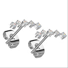 Cherry Diva Earrings 20 Gauge Hypoallergenic Stainless Steel Crystal Row Stud Earrings