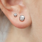 20 Gauge Implant Grade Titanium Crystal Stud Earrings - Silver