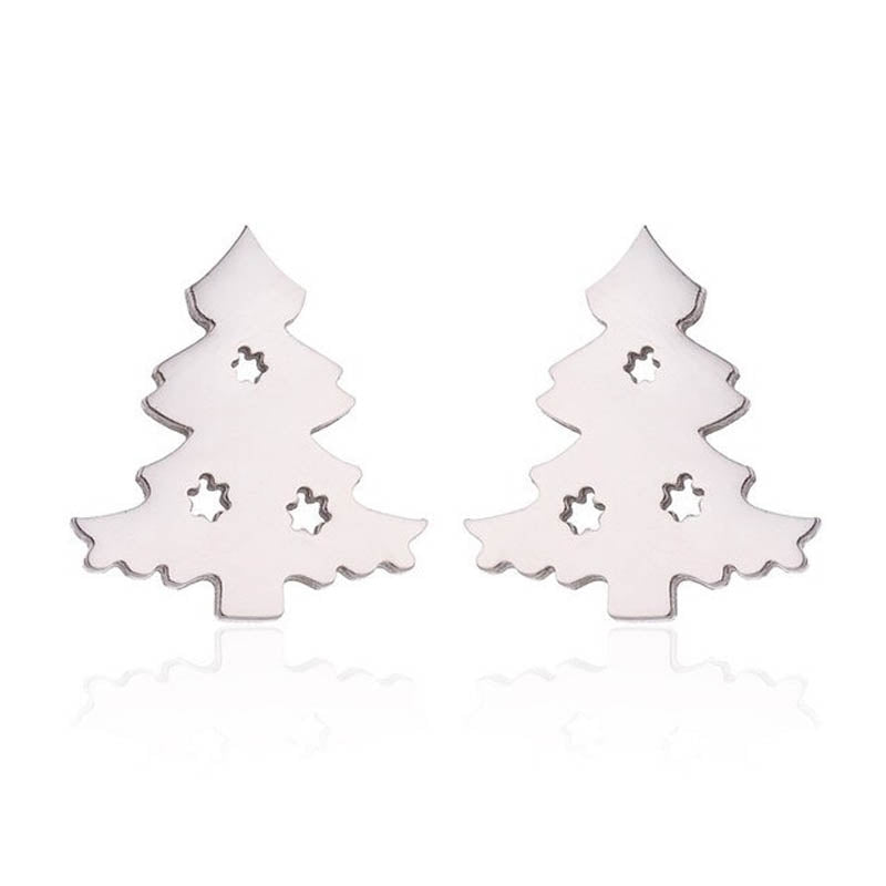 20 Gauge Silver Christmas Tree Stud Earrings