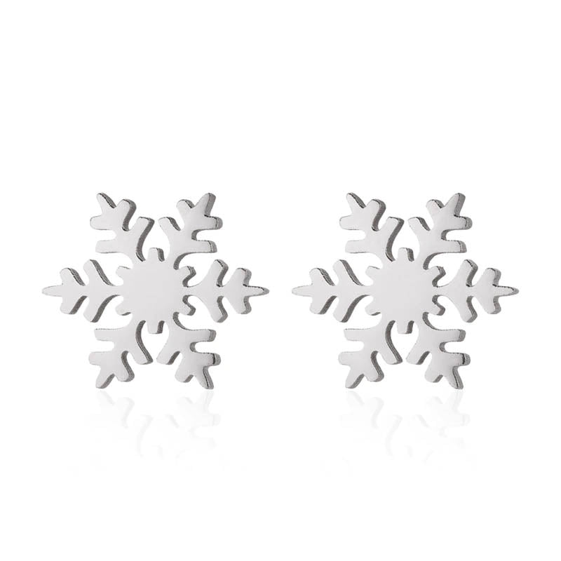 20 Gauge Silver Snowflake Stud Earrings