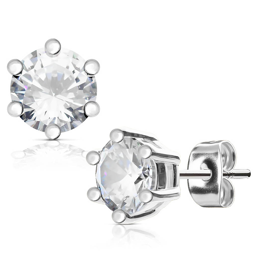 Cherry Diva Earrings 20 Gauge Stainless Steel Prong Set Crystal Stud Earrings