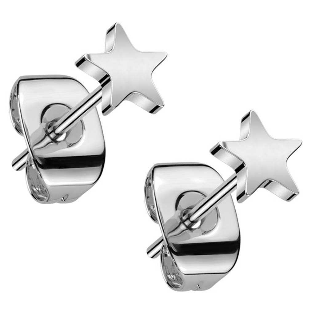 Cherry Diva Earrings 20 Gauge Titanium Star Shaped Stud Earrings