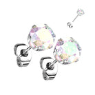 Cherry Diva Earrings Aurora 20 Gauge Stainless Steel Crystal Stud Earrings