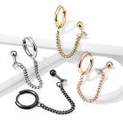 Chain Linked Round Clicker Ear Hoop & Stud Earring