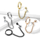 Cherry Diva Earrings Chain Linked Round Clicker Ear Hoop & Stud Earring