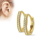 Dainty Crystal Lined Hoop Earrings - Gold