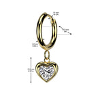 Cherry Diva Earrings Dainty Dangling Crystal Heart Hoop Earrings - Silver