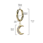 Cherry Diva Earrings Dangling Crystal Moon Hinged Hoop Earrings
