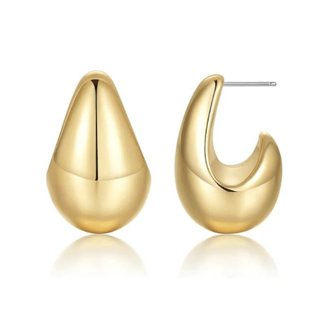 Cherry Diva Earrings Gold 20 Gauge Hypoallergenic Teardrop Stud Earrings
