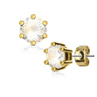 Cherry Diva Earrings Gold 20 Gauge Stainless Steel Prong Set Crystal Stud Earrings