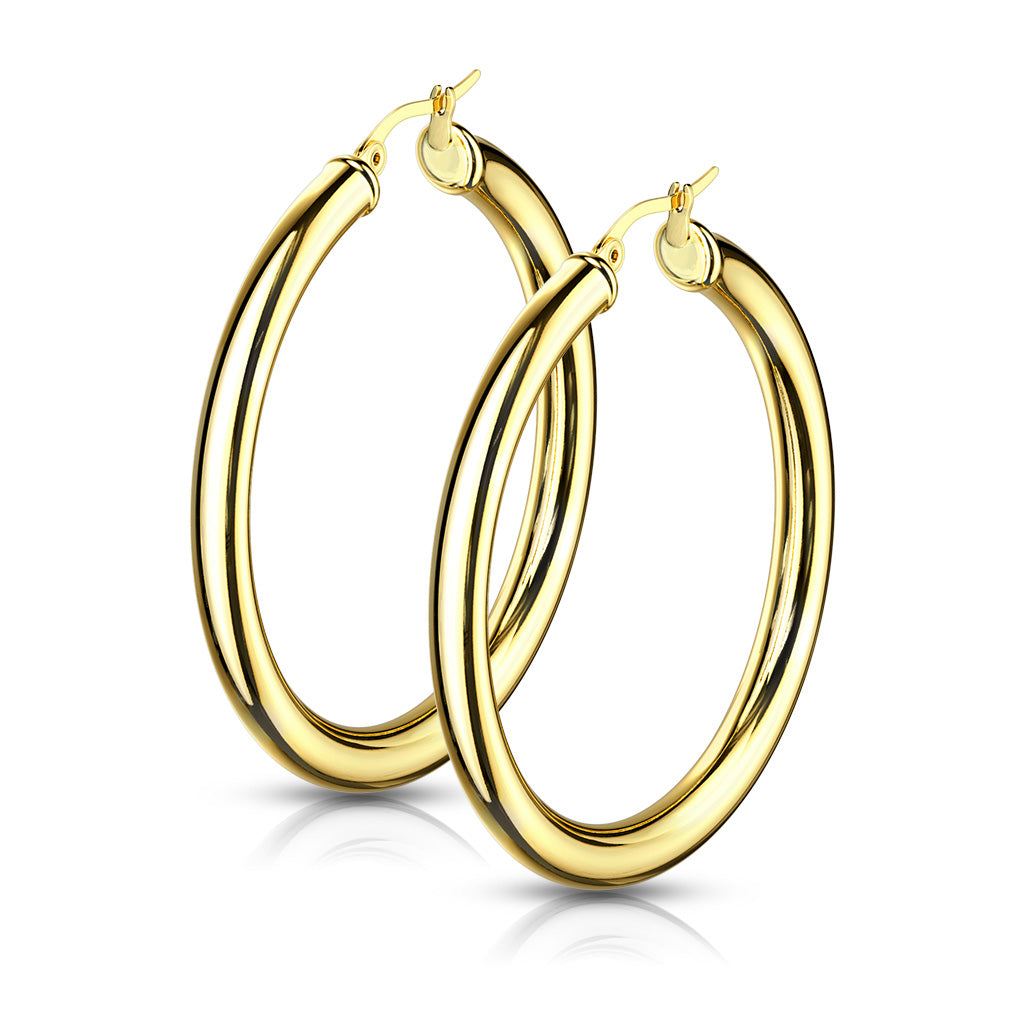 Cherry Diva Earrings Gold Hypoallergenic Chunky Hinged Hoop Earrings