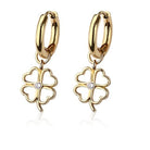 Cherry Diva Earrings Gold Hypoallergenic Dangling Clover Huggie Hoop Earrings