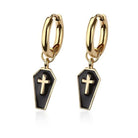 Cherry Diva Earrings Gold Hypoallergenic Dangling Coffin Huggie Hoop Earrings