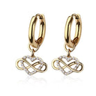 Cherry Diva Earrings Gold Hypoallergenic Dangling Crystal Heart Huggie Hoop Earrings