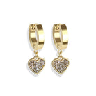 Cherry Diva Earrings Gold Hypoallergenic Dangling Crystal Heart Huggie Hoop Earrings