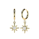 Cherry Diva Earrings Gold Hypoallergenic Dangling Crystal Star Huggie Hoop Earrings