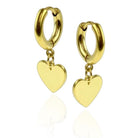 Cherry Diva Earrings Gold Hypoallergenic Dangling Heart Huggie Hoop Earrings