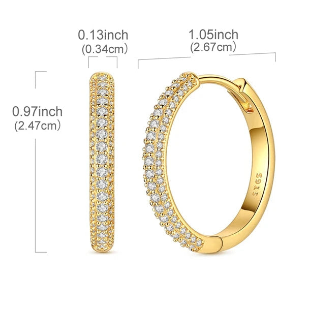 Cherry Diva Earrings Gold Plated Sterling Silver Crystal Hoop Earrings